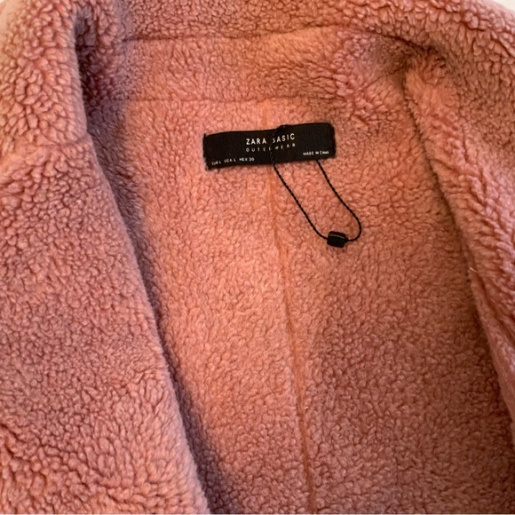 Zara Faux Suede Shearling Winter Moto Jacket Size L - Picture 9 of 9